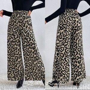 Leopard Print Wide-Leg Pants
